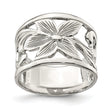 Sterling Silver Rhodium-plated Flower Ring