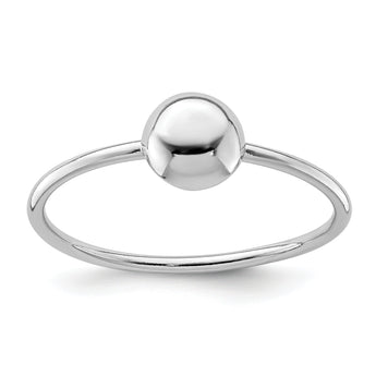 Sterling Silver Rhodium-plated Polished Bead Ring