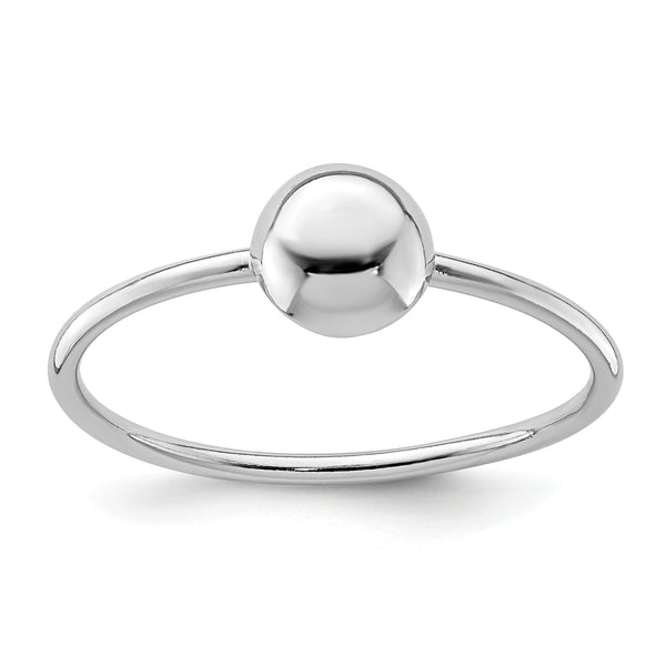 Sterling Silver Rhodium-plated Polished Bead Ring