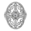 Sterling Silver Rhodium-plated CZ Filigree Oval Ring