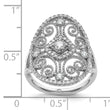 Sterling Silver Rhodium-plated CZ Filigree Oval Ring