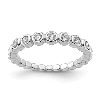 Sterling Silver Rhodium Plated CZ Ring
