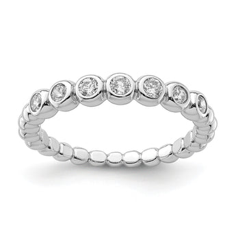 Sterling Silver Rhodium Plated CZ Ring - Birthstone Company