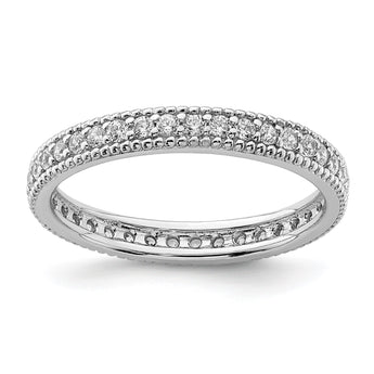 Sterling Silver Rhodium Plated CZ Ring - Birthstone Company
