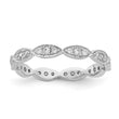 Sterling Silver Rhodium-plated Fancy Scalloped CZ Band - Birthstone Company