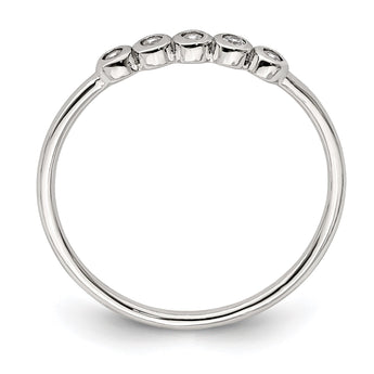 Sterling Silver Rhodium-plated 5-Bezel CZ Ring - Birthstone Company