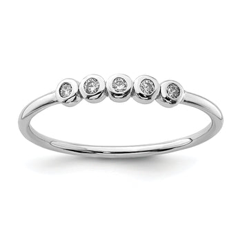 Sterling Silver Rhodium-plated 5-Bezel CZ Ring