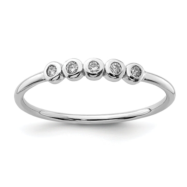 Sterling Silver Rhodium-plated 5-Bezel CZ Ring