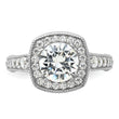 Sterling Silver Rhodium-plated 8mm Center CZ Halo Ring