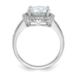 Sterling Silver Rhodium-plated 8mm Center Halo CZ Ring