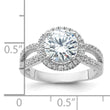 Sterling Silver Rhodium-plated Halo 8mm Center CZ Ring
