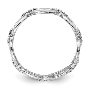 Sterling Silver Rhodium-plated CZ Bars & Oval Links Band