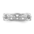 Sterling Silver Rhodium-plated CZ Bars & Oval Links Band