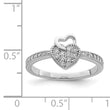 Sterling Silver Hearts Rhodium plated CZ Ring