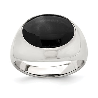 Sterling Silver Polished Black Onyx Ring - Birthstone Company