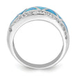 Sterling Silver Rhodium-plated Triangle Lab Created Blue Opal & CZ Ring