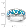 Sterling Silver Rhodium-plated Triangle Lab Created Blue Opal & CZ Ring
