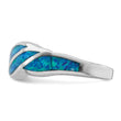 Sterling Silver Rhodium-plated Created Blue Opal Inlay Ring - Birthstone Company