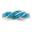 Sterling Silver Rhodium-plated Created Blue Opal Inlay Ring - Birthstone Company