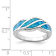 Sterling Silver Rhodium-plated Created Blue Opal Inlay Ring - Birthstone Company