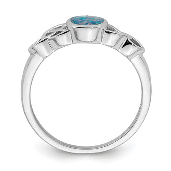 Sterling Silver Rhodium-plated Lab Created Opal Ring - Birthstone Company