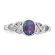 Sterling Silver Rhodium-plated Lab Created Opal Ring - Birthstone Company
