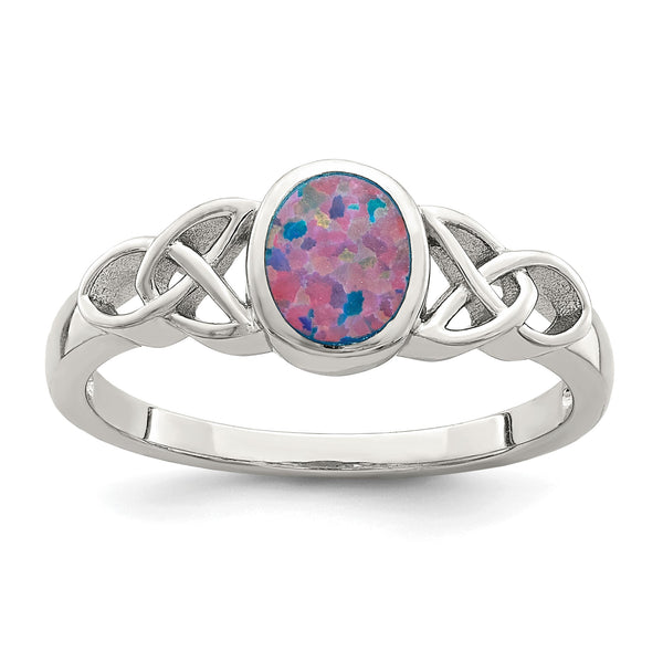 Sterling Silver Rhodium-plated Lab Created Opal Ring - Birthstone Company