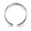 Sterling Silver Rhodium-plated Abstract Multi-color Enamel & CZ Cuff Ring