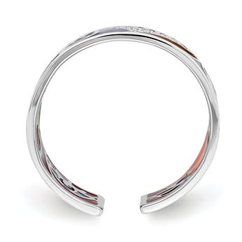 Sterling Silver Rhodium-plated Abstract Multi-color Enamel & CZ Cuff Ring