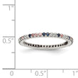 Sterling Silver Rhodium-plated with Blue, Pink & Clear CZ Ring