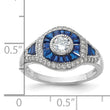 Sterling Silver Rhodium-plated Synthetic Blue Spinel & CZ Ring