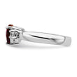 Sterling Silver Rhodium-plated Heart Garnet & White Topaz Ring
