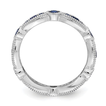 Sterling Silver Rhodium-plated Lab Cr Blue Spinel Eternity Band - Birthstone Company