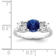 Sterling Silver Rhodium-plated Created Spinel & CZ 3 Stone Ring