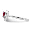 Sterling Silver Rhodium-plated Created Corundum & CZ Heart Ring