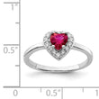 Sterling Silver Rhodium-plated Created Corundum & CZ Heart Ring