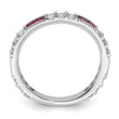 Sterling Silver Rhodium-plated Created Ruby and Round CZ Band