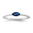 Sterling Silver Rhodium Plated Blue CZ Ring