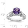Sterling Silver Rhodium-Plated 8mm Amethyst & White Topaz Ring - Birthstone Company
