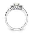 Sterling Silver Rhodium-plated Lab Created Opal/CZ Ring - Birthstone Company