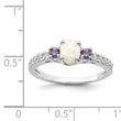 Sterling Silver Rhodium-plated Lab Created Opal/CZ Ring - Birthstone Company