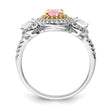 Sterling Silver Rhodium-plated Pink, White, & Yellow CZ Oval Cut Ring