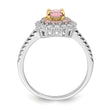 Sterling Silver Rhodium-plated/Gold-tone Pink & White CZ R/C Ring