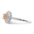 Sterling Silver Rhodium-plated/Gold-tone Pink & White CZ R/C Ring