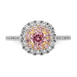 Sterling Silver Rhodium-plated/Gold-tone Pink & White CZ R/C Ring