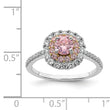 Sterling Silver Rhodium-plated/Gold-tone Pink & White CZ R/C Ring