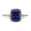 Sterling Silver Rhodium-plated Created Blue Sapphire and CZ Ring - Birthstone Company