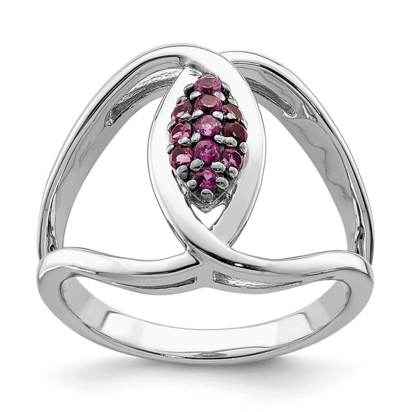 Sterling Silver Rhod-plat Rhodolite Garnet Ring - Birthstone Company