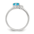 Sterling Silver Rhodium-plated Polished Blue Topaz and Diamond Ring