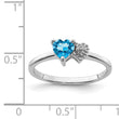 Sterling Silver Rhodium-plated Polished Blue Topaz and Diamond Ring
